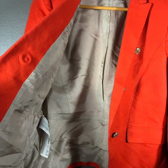 โSoldโ MNG Suit Cotton/Linens Blazer Jacket Orange - Picture 5 of 8